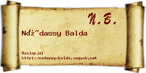 Nádassy Balda névjegykártya